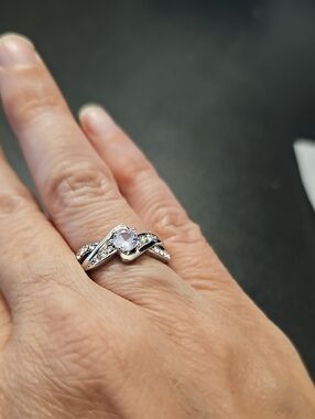 Sterling Silver Clear Stone Swirl Ring